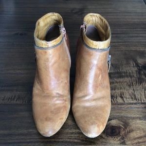 Miz Mooz Brown Leather Zip Ankle Boots